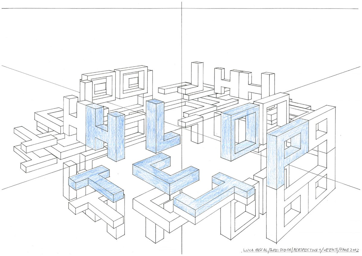 FengZhuDesign's tweet image. More fundamental assignments from our term 1 students. This is the famous &quot;reflections&quot; homework that really tests your perspective knowledge (floor and walls are mirrors). I still remember doing this exact assignment 25 years ago. I started seeing the world as grids after this😅