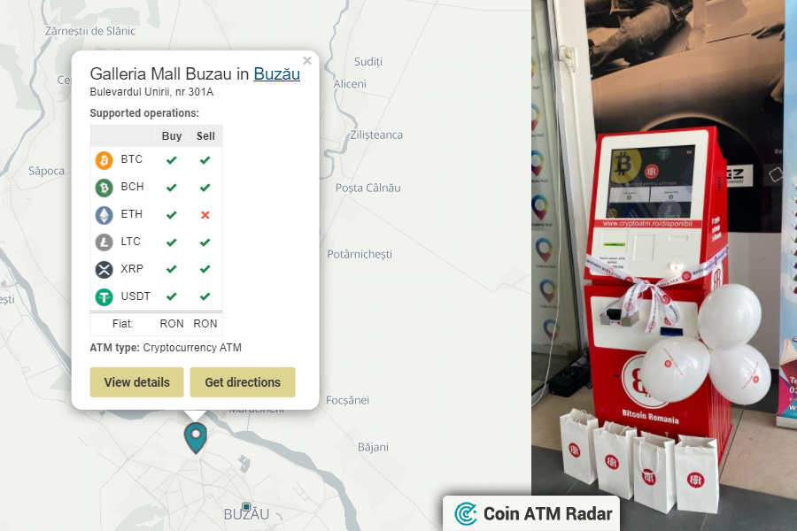 CoinATMRadar's tweet image. Visit this latest installed #CryptocurrencyATM #bitcoin ATM at Galleria Mall Buzau in #Buzău 🇷🇴. Operated by #BitcoinRomania. Supported coins:  #BTC, #BCH, #ETH, #LTC, #XRP
coinatmradar.com/bitcoin_atm/32…