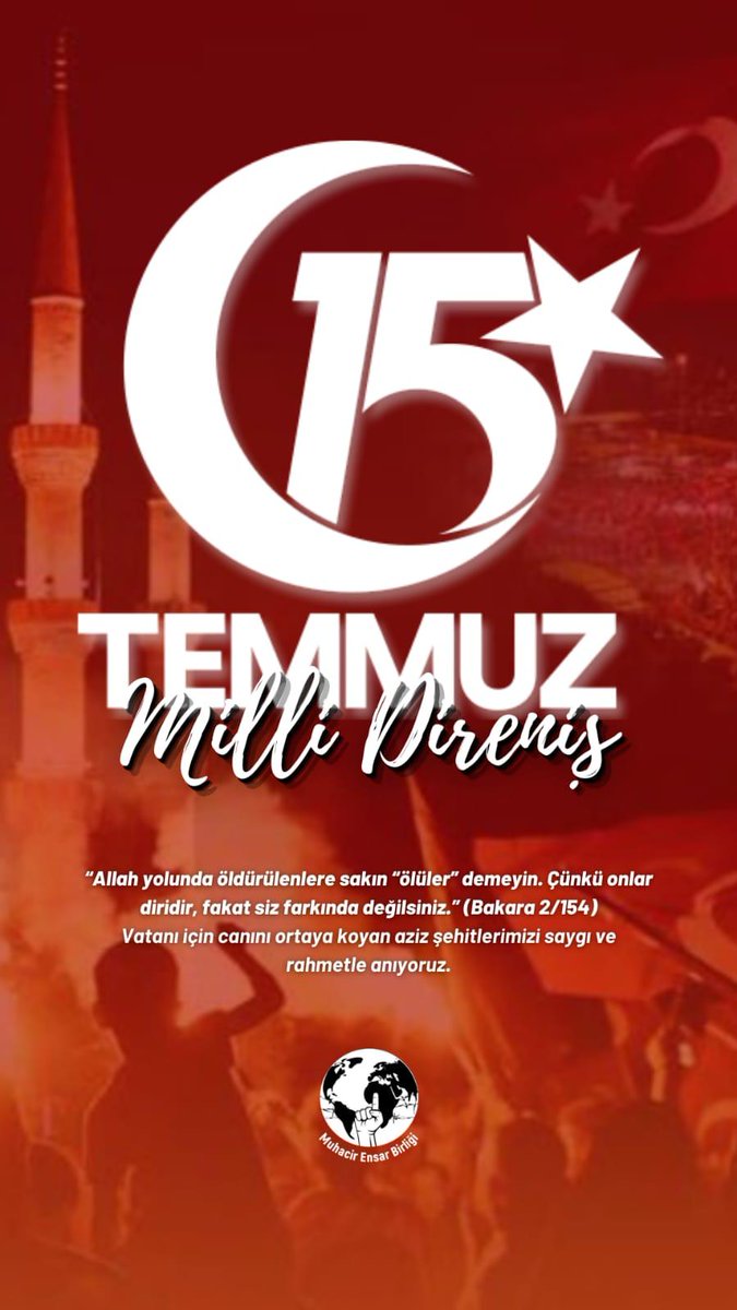 Vatanı için canını ortaya koyan aziz şehitlerimizi saygı ve rahmetle anıyoruz..

#15TEMMUZDESTANI 
#15TemmuzuUnutmaUnutturma