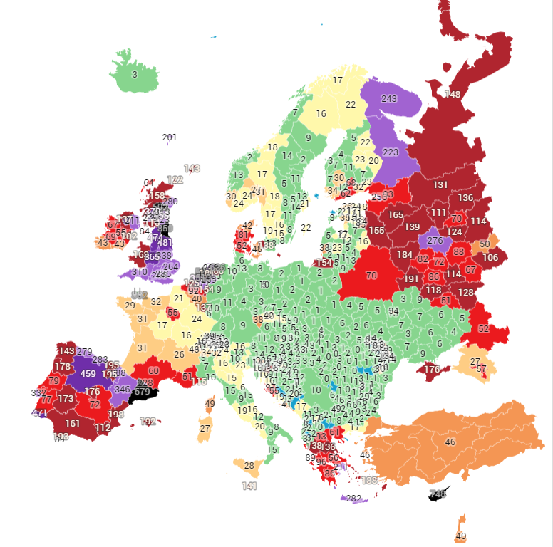 3CatInfo's tweet photo. El mapa de la Covid a Europa, amb Catalunya com a cinquena regió amb més incidència https://t.co/bp56d64c9c https://t.co/FKMGX58g86