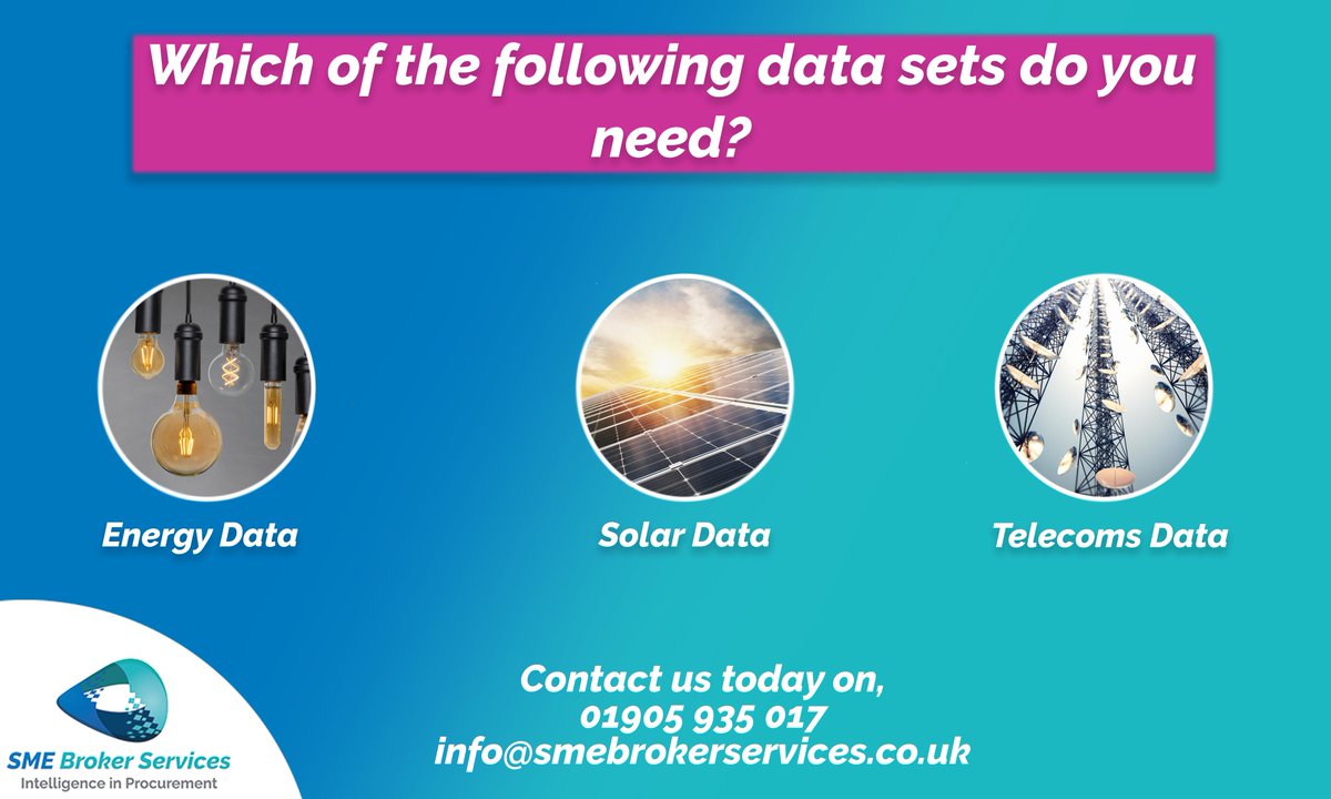 Good morning everyone!

Are you looking for data?

We can provide you with any of these three data sets, filtered to your requirements.

Get in touch today on,
01905 935 017