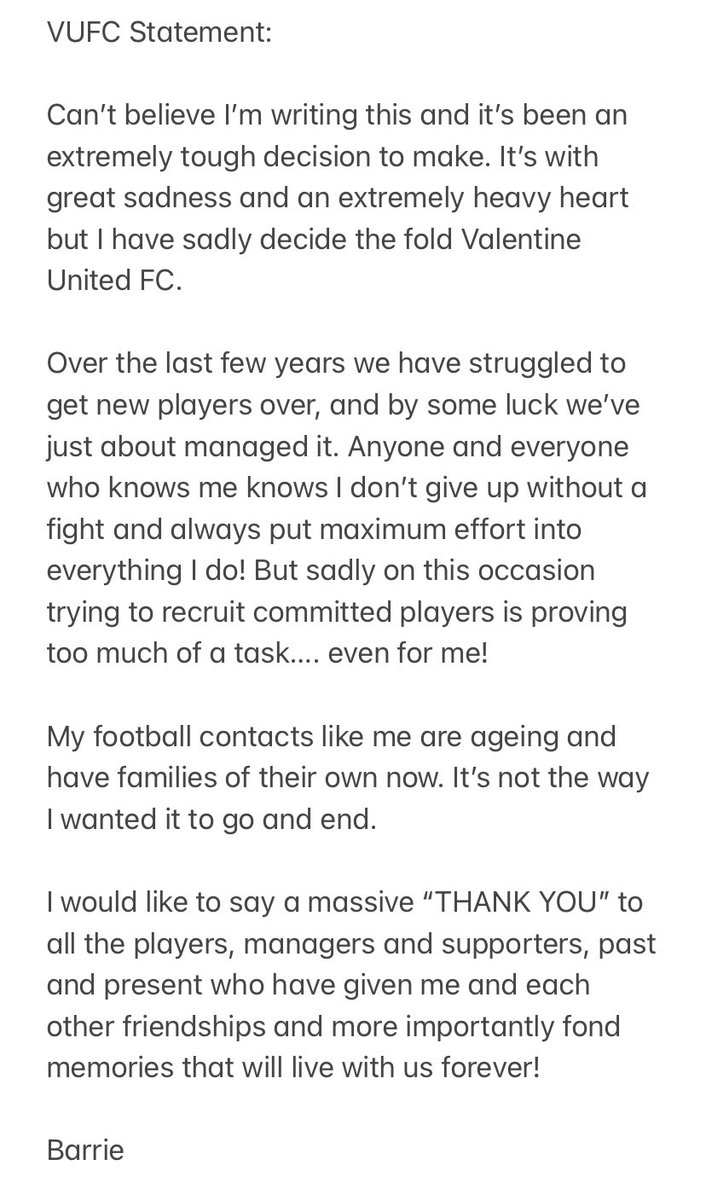 VUFC_'s tweet image. Club Statement 💔