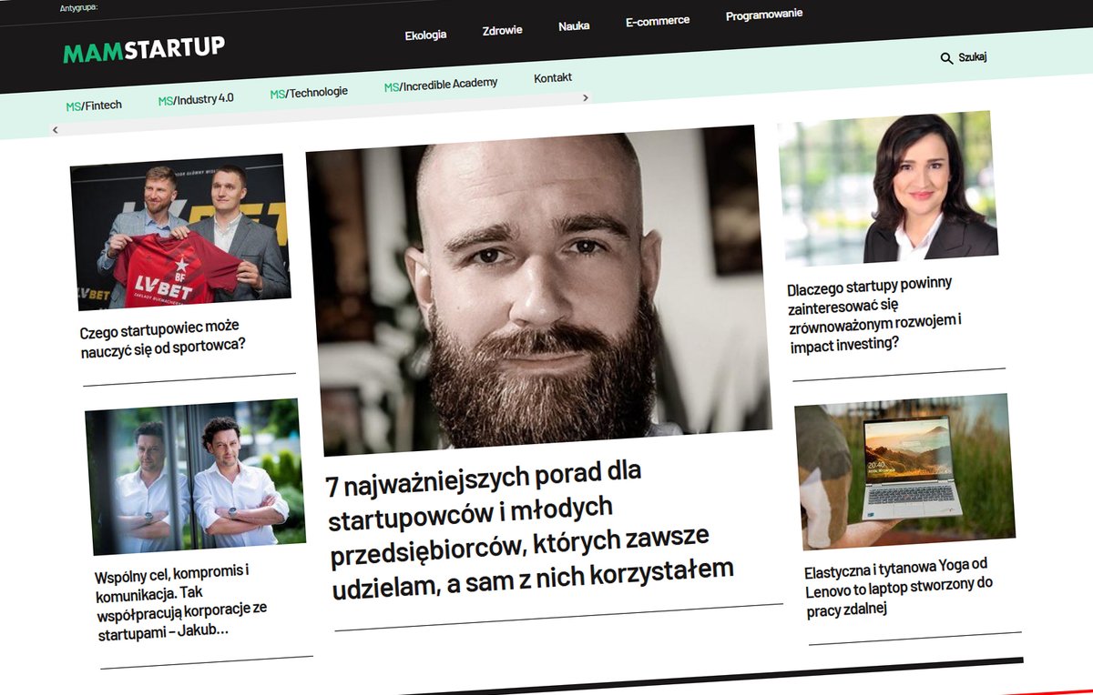 AdamTrojanczyk's tweet photo. Mój wczorajszy tekst z bloga, w którym dzielę się siedmioma najważniejszych poradami dla startupowców i młodych przedsiębiorców, właśnie trafił na stronę główną Mam Startup!
Jaram się jak dzika kuna w agreście 🔥 
Wielki to zaszczyt, dziękuję! https://t.co/psf0p8e8EF