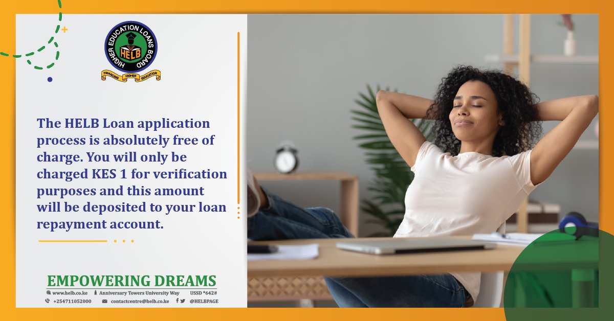 HELB Loan FAQ: How much does it cost to do the application? The application is free of charge. However, you will be charged KES 1 via M-Pesa to authenticate your mobile number. The amount will be deposited to your loan repayment account. #TuendeleeKulipaHELB