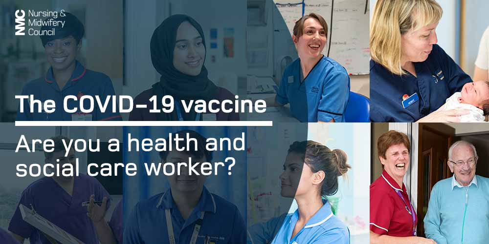 nmcnews's tweet photo. Are you a health and social care worker?

Get your COVID-19 vaccination as soon as you can to protect yourself, your family and those you care for. 

#CovidVaccine https://t.co/gw7GsvInXr