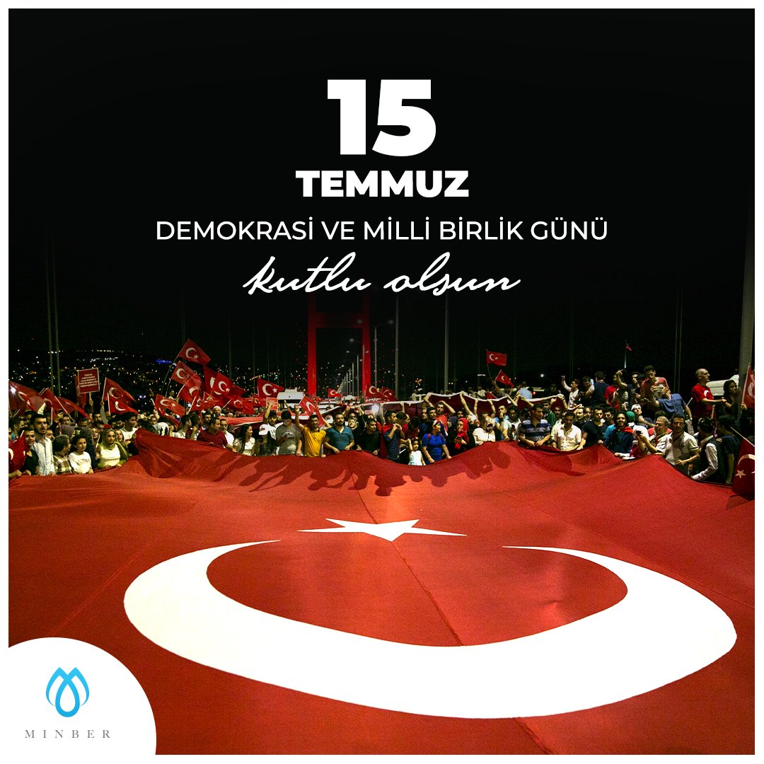 minberim's tweet photo. Demokrasi ve milli birliğimizin hedef alındığı kara gecenin 5. yıl dönümünde, tüm şehitlerimizi rahmetle anıyor, gazilerimize minnetlerimizi sunuyoruz...

💧 #Minberalikram #Minberde #15Temmuz #DemokrasiveMilliBirlikGünü https://t.co/NFdzZ4pc6h