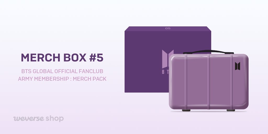 Weverse Shop on X: Dreaming of a trip with a luggage🧳 on one hand🛫 Meet  Merch Box #5 prepared for #BTS ARMY MEMBERSHIP : Merch Pack subscribers.  From the versatile mini luggage