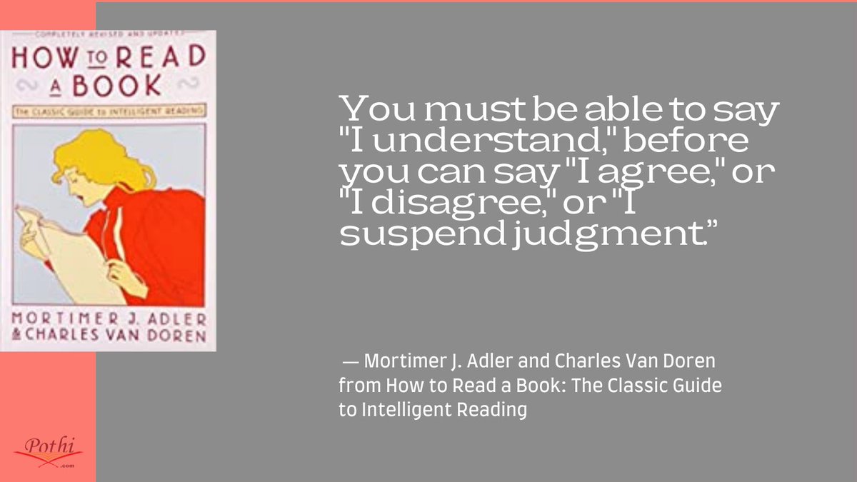 pothidotcom's tweet image. Do you really know how to read a book? There&apos;s a method to reading a book. Some books you skim through, some you &apos;chew and digest&apos;... #books #amreading #howtoread #BookReview #booktwitter  buff.ly/3z0DvQf