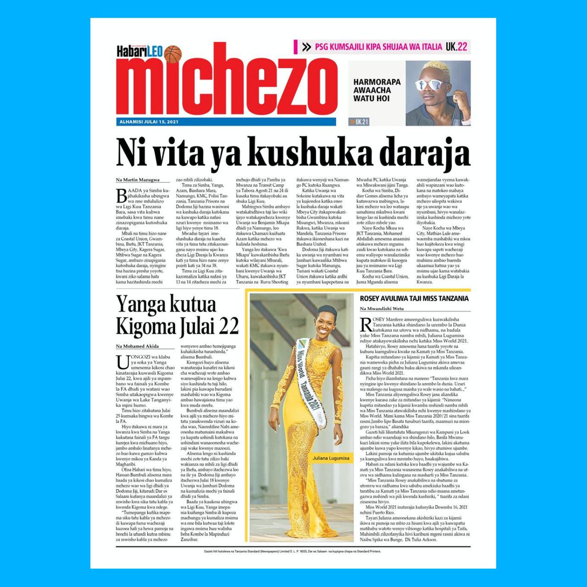 HabariLeo's tweet photo. #MAGAZETINI Kurasa za mbele, 'Samia ajivunia Mkapa'
#habarileoupdates #dailynewsdigitalupdates #jiungetukuunganishe #tsnapp https://t.co/5nzIBBM8mF