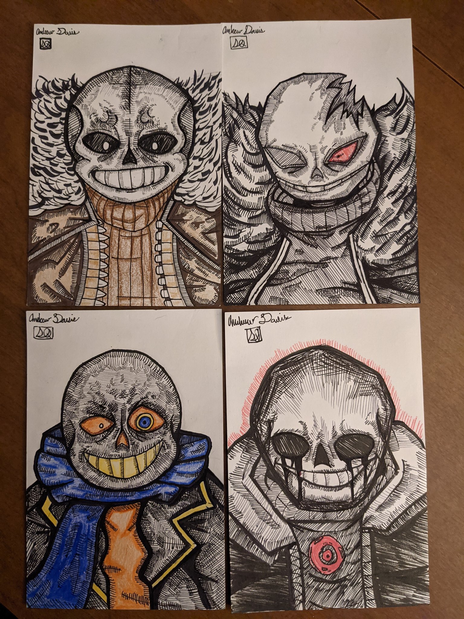 Drawing - Killer Sans VS Horror Sans ( UNDERTALE AU ) 