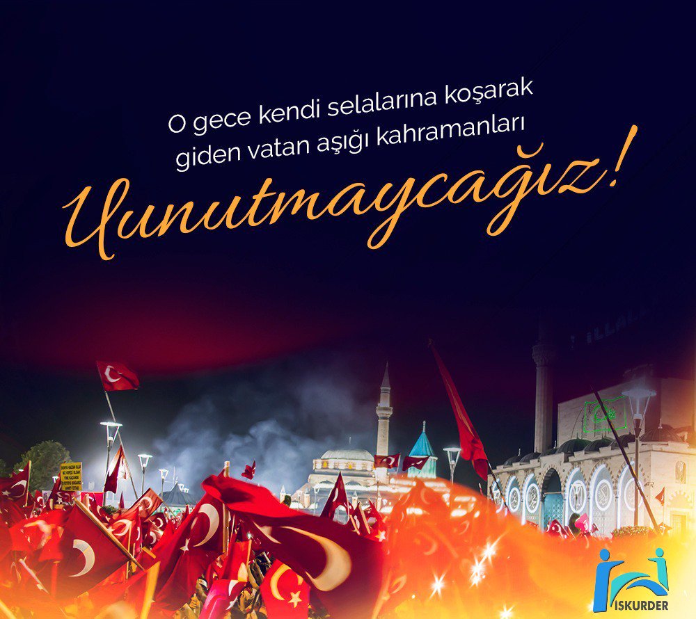 Ülkesi için tanka, topa, tüfeğe göğsünü siper eden; vatan hainlerine canı pahasına geçit vermeyip destan yazan aziz şehitlerimizi ve kahraman gazilerimizi #UnutmadıkUnutturmayacağız.🇹🇷

#15Temmuz
#TürkiyeGeçilmez
#VictoryofDemocracy
#15TemmuzDemokrasiveMilliBirlikGünü