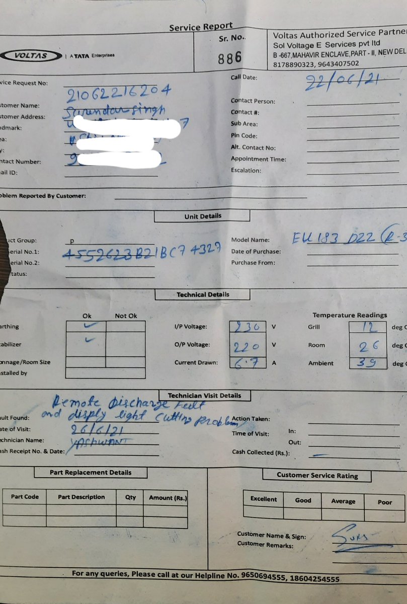surindershappy's tweet photo. @myvoltas very disappointed with poor after sales service of #Voltas
Purchased a Split AC on 15 June21,
Fault in Digital Display & Remote occurred with in a week, complaint registered on 22 June21, but till today issue not resolved yet.
@VoltasBeko #VoltasCustomerCare https://t.co/2tgHY2gPCk