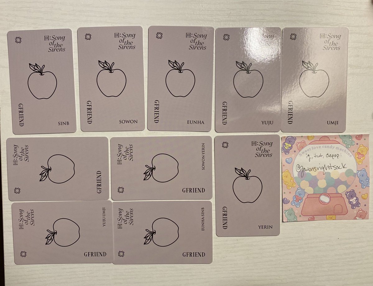 reyssemble's tweet photo. WTS gfriend song of the sirens apple pob photocards
$20 for set
dm if interested
#gfriend #gfriendwts #gfriendpc #gfriendphotocard #gfriendsell #gfriendsale https://t.co/6uDednWubv