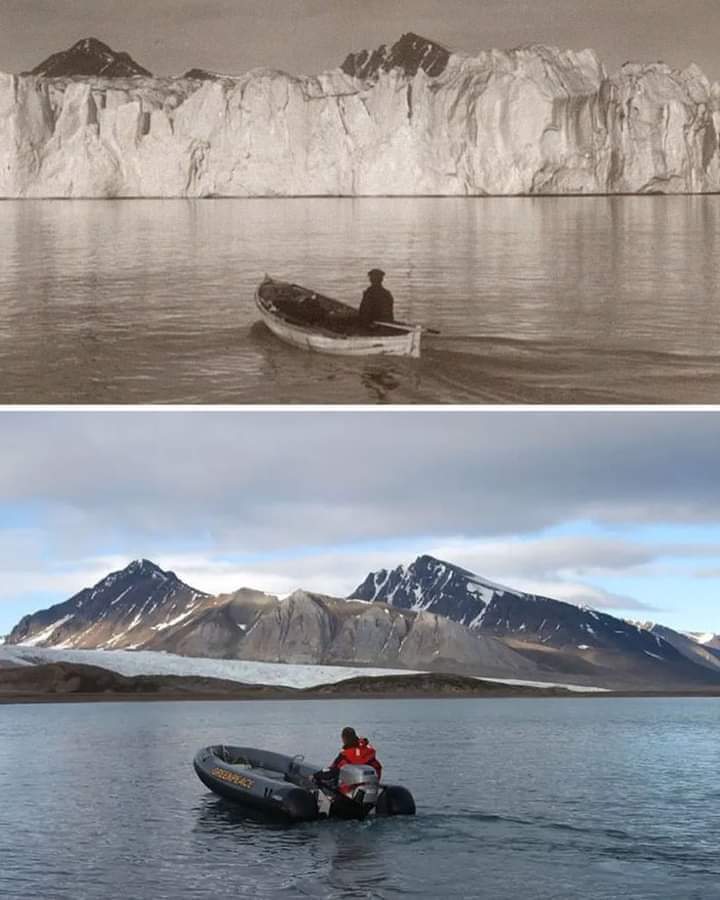 Photos taken from the same location in the Arctic 100 years apart. #archaeohistories