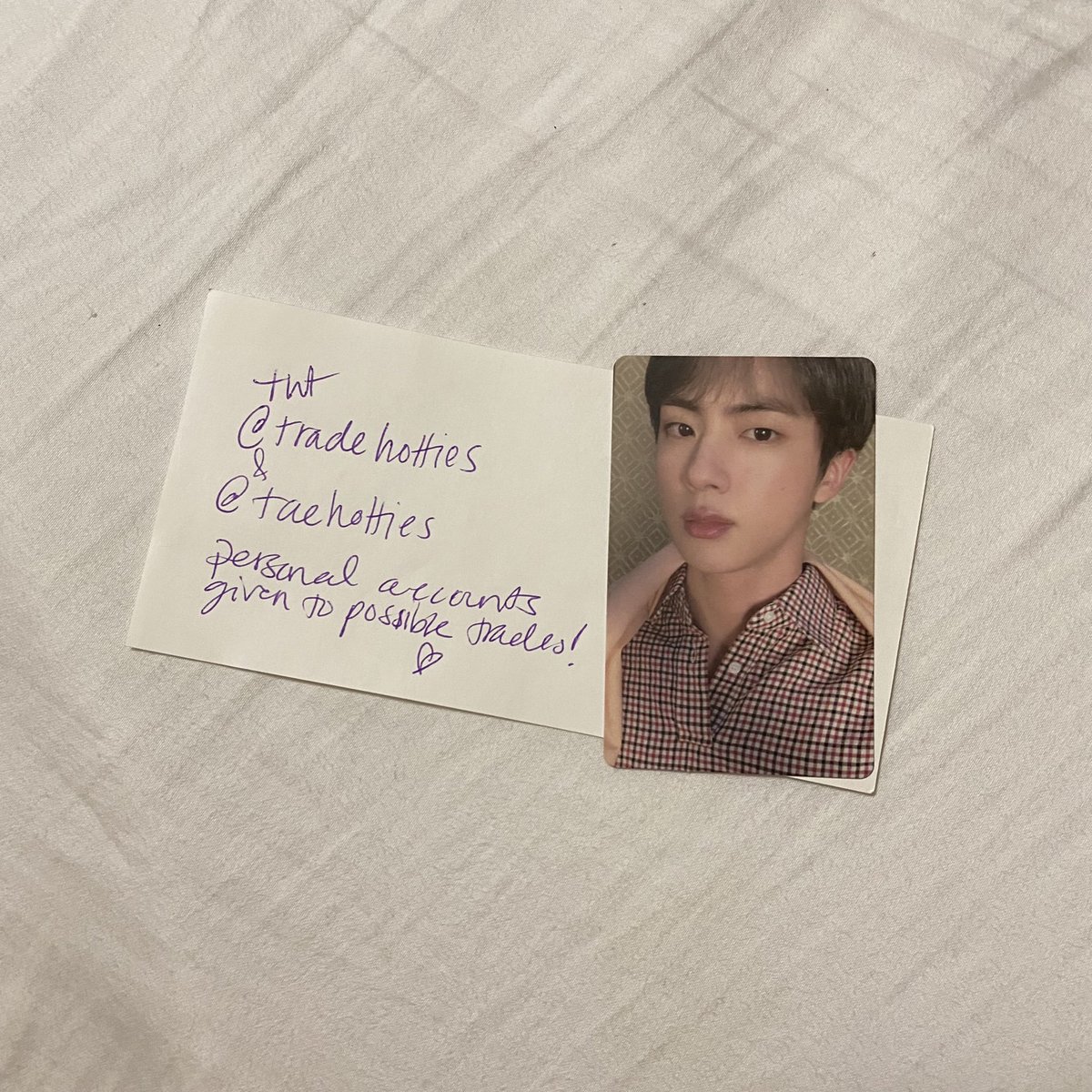 tradehotties's tweet image. ‼️bts wtt pc photocard (usa only)
mots persona vers. 3

have: jin
want: jimin equivalent(priority), hoseok jhope eq., or any persona taehyung v

@pctradeusa @BTStrading_USA @BTSTradingPC @btstradebot @BTStradePC
