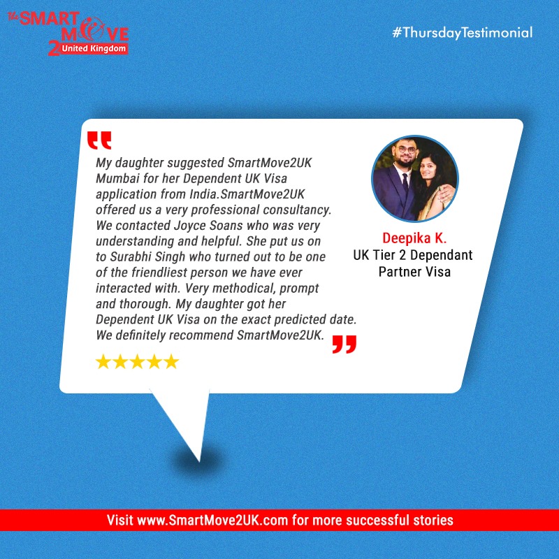 TheSmartMove2UK's tweet image. Hurray! Yet another successful client testimonial.

Looking for an immigration expert for your visa? We&apos;ve got your back.

 Contact @ 9819127002 / Email : info@smi.legal

 #smartmoveimmigration #tier2dependantvisa #clientfeedback #clientsuport #immigrationconsultant