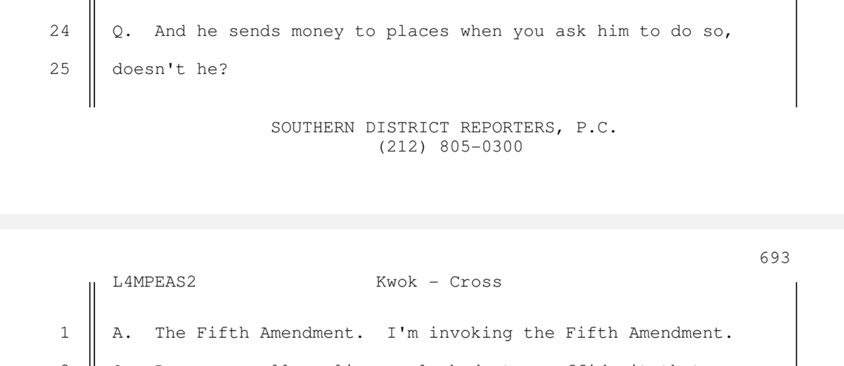 14) #GETTR founder Miles Guo Wengui refuses to tell the federal court about his CCP 'money man' sending cash: Strategic Vision: 'And he [William Je] sends money to places when you ask him to do so, doesn't he?' Guo: 'The Fifth Amendment. I'm invoking the Fifth Amendment.'