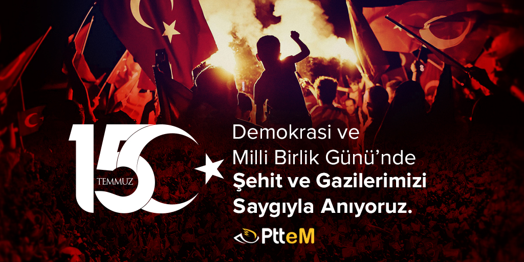 pttem_'s tweet photo. 15 Temmuz Demokrasi ve Milli Birlik Günü’nde demokrasimiz için dimdik duran şehitlerimizin ve gazilerimizin aziz hatırâları önünde saygıyla eğiliyoruz! https://t.co/x57ohY1Et6