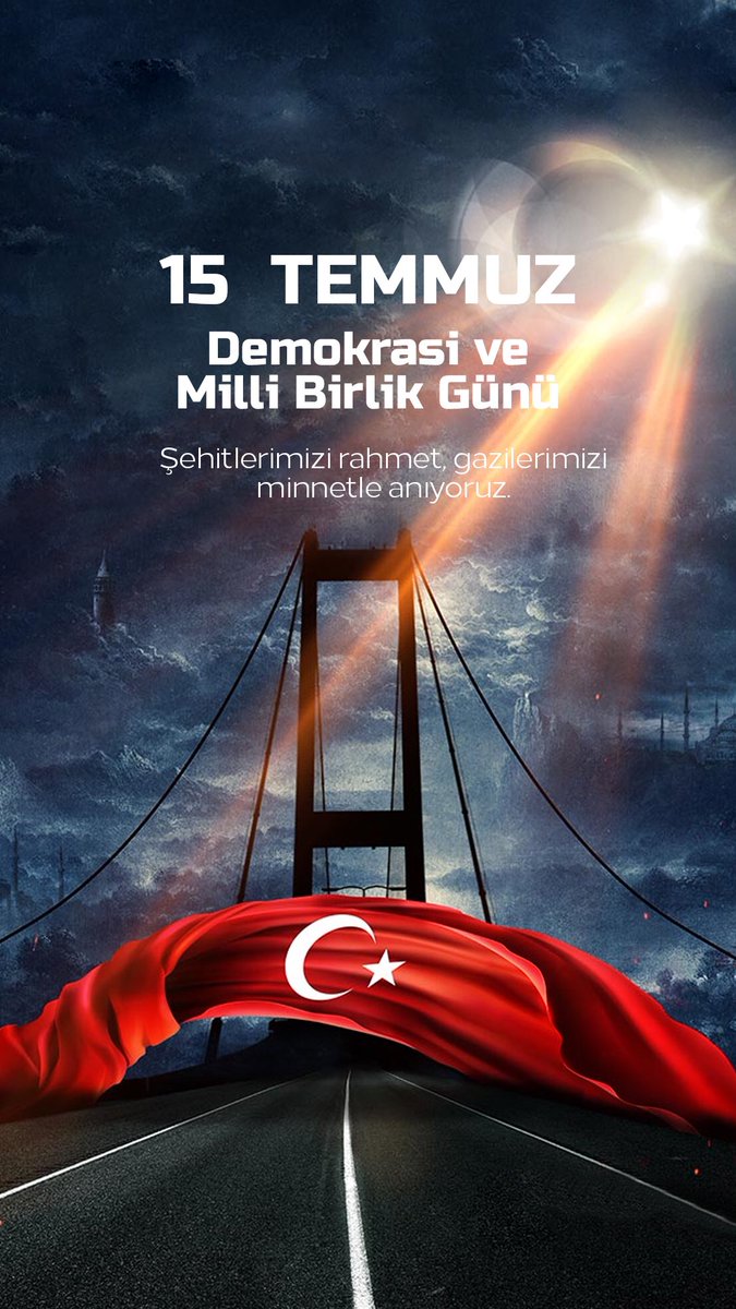 “Tarihin dilinden düşmez bu destan,
Nehirler gazidir, dağlar kahraman
Her taşı bir yakut olan bu vatan,
Can verme sırrına erenlerindir”
#15Temmuz’un tüm Şehit ve Gazilerini rahmet ve şükranla yâd ediyoruz. Bu bayrak uğruna şehadetlik gururumuzdur.

#TürkiyeGeçilmez 🇹🇷