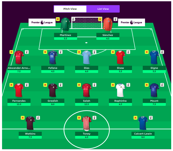 FPLforGood's tweet photo. Current #FPLTemplate team based on "Team Selected by %"

Tasty, very tasty. 

If only we all had the extra £7.5mil needed to afford it!

#FPL #FPLCommunity https://t.co/DvQEMyr7eF