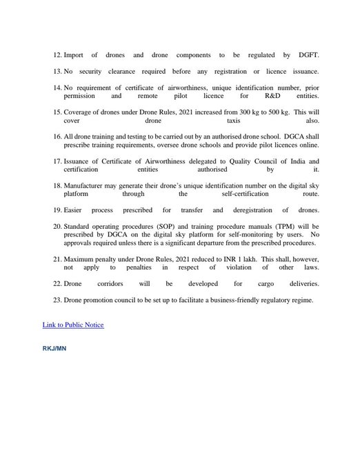 Pib Draft Draft #DroneRules, 2021 released for public consultation by the ...