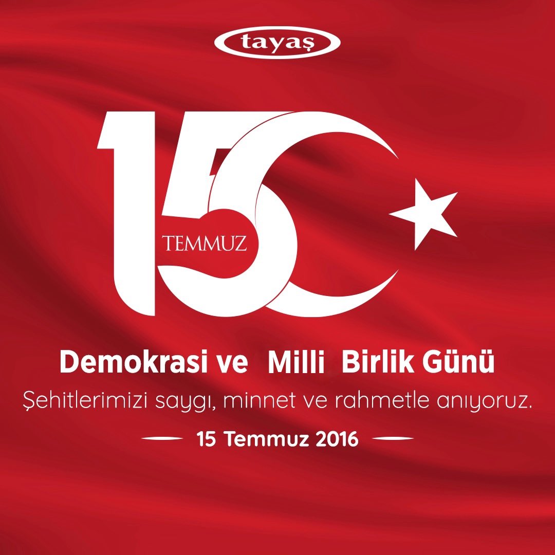 🇹🇷 15 Temmuz Demokrasi ve Milli Birlik Günü’nde milletimizin bütünlüğü ve demokrasimizi savunmak için canlarını feda eden tüm şehitlerimizi rahmet ve minnetle; kahraman gazilerimizi şükranla anıyoruz. 
Egemenlik Kayıtsız Şartsız Milletindir.