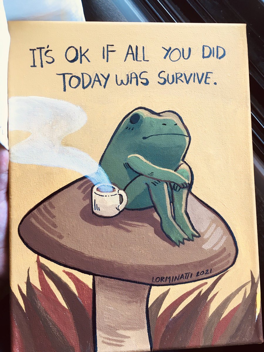 lorminatti's tweet photo. Painted a frog boi today so i can hang it up as decor for my roommm https://t.co/9RrXOVc3r1