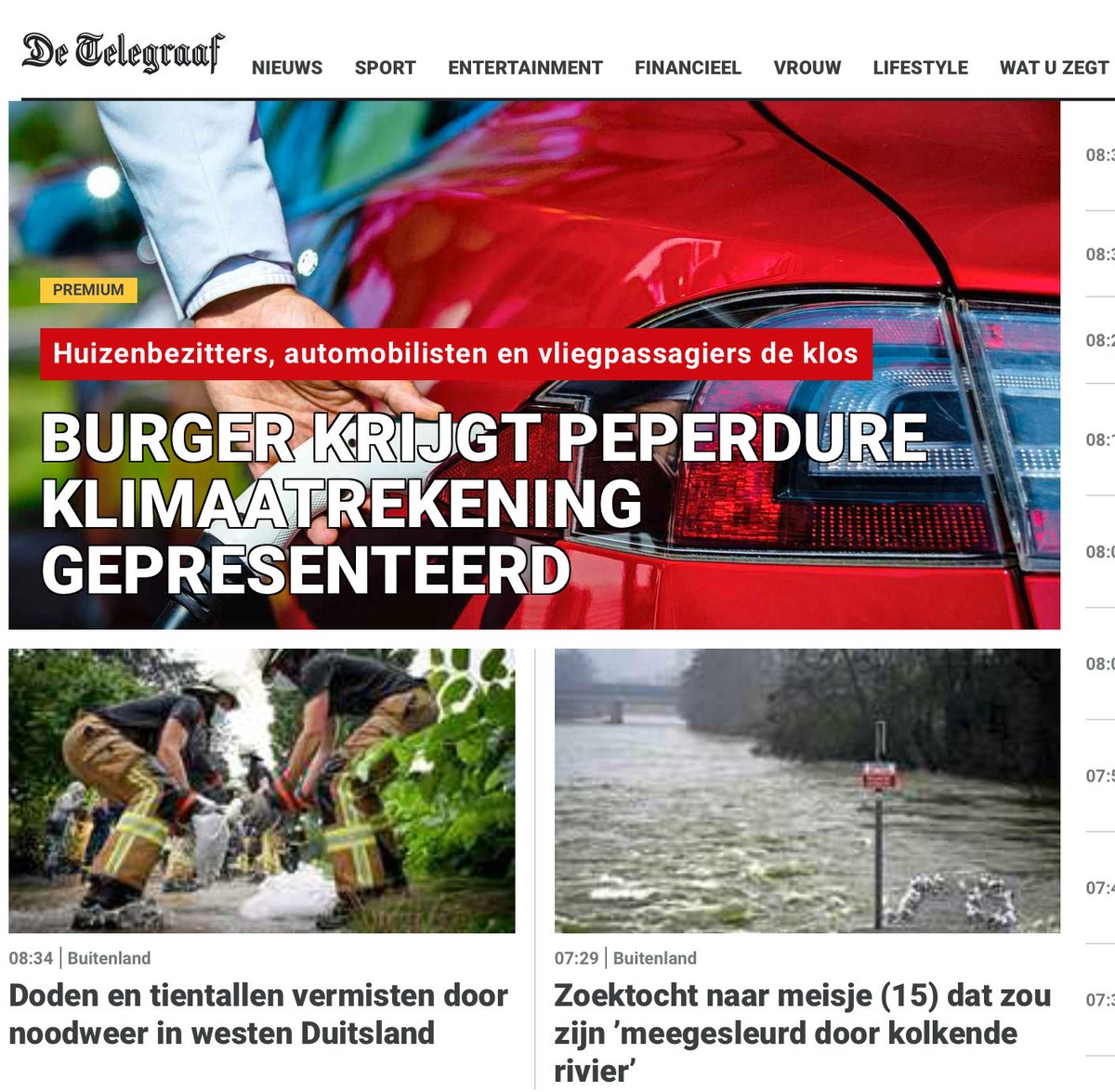 olofvdgaag's tweet photo. Interessante combinatie van berichten op homepage Telegraaf #klimaatverandering https://t.co/MjKW2ioifL