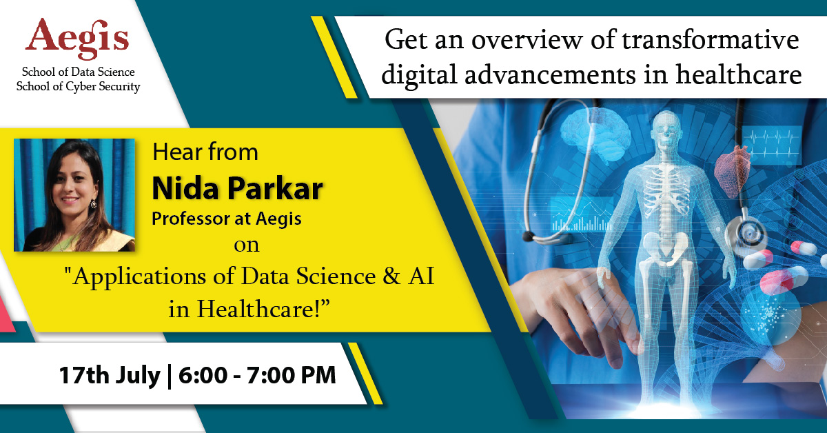 Live meet-up on"Applications of Data Science &amp; AI in Healthcare"!

Date: 17th July | Time: 6PM - 7PM
Venue: Online Live over ZOOM - A link would be sent to the registered participants.
SPEAKER: Nida Parkar (Professor at Aegis)

👉Click to register: municampus.com/event/view.php…