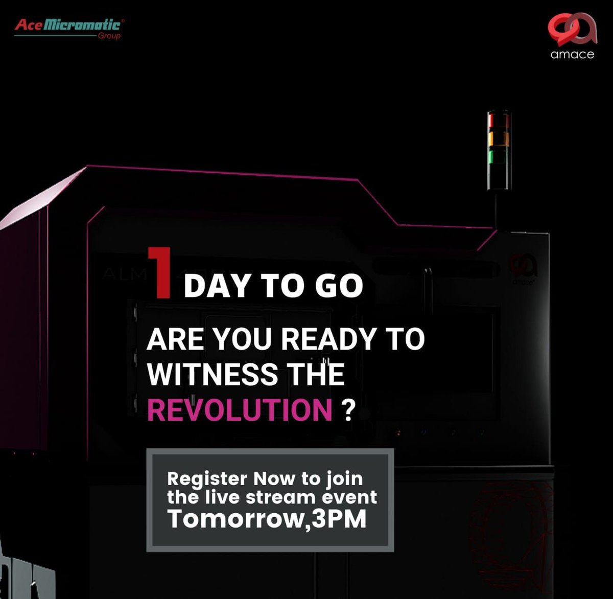 With only 1 more day to go for the launch, the most awaited machine from <a href="/AmaceSolutions/">amace solutions</a> is almost here. Register here: acemicromaticgroup.info
#3dprinting #aerospace #defence #metal3dprinting  #metal3dprinting #metaladditivemanufacturing #DMLS #SLM