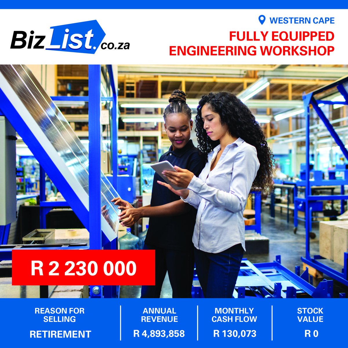BizlistSA's tweet photo. Long established family run engineering workshop offering various solutions to the trade and the man on the street. Decades-long relationships with a vast client base provide continuous work flowing through the workshop.

https://t.co/6EikV7ptQ2 https://t.co/sqpaoF4xEe