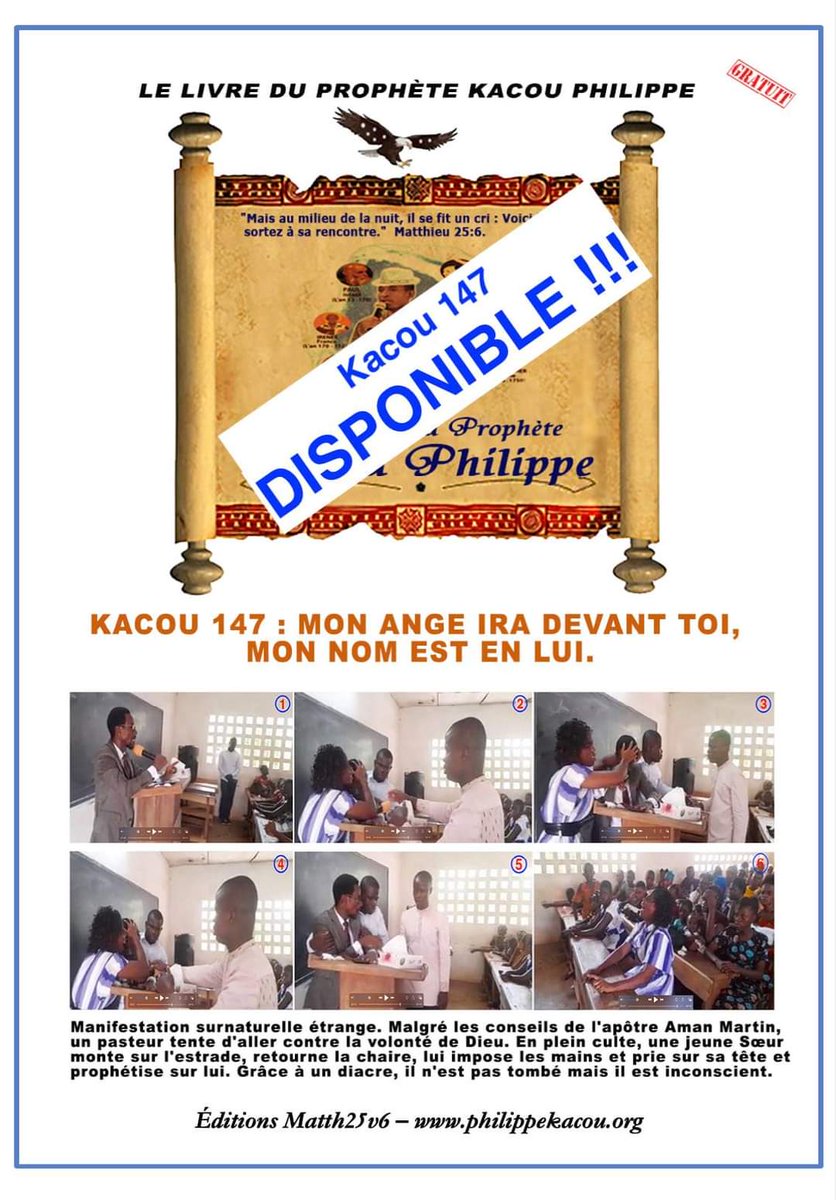 GraceAMM's tweet image. KACOU 147 est disponible et destiné à tous les dirigeants religieux de la terre et à la Côte d'Ivoire.
Pour lire ou écouter Kc.147, téléchargez l'application iPhone ou Android ou aller sur le lien bit.ly/2UM9rci