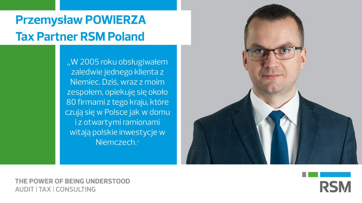 Przemysław POWIERZA, #Tax Partner w RSM Poland, analizuje wzrost liczby oraz różnorodności polsko-niemieckich inwestycji, nasz ekspert dzieli się swoimi dotychczasowymi doświadczeniami i wiedzą na temat aktualnej sytuacji na rynku.
bit.ly/3kjMat6