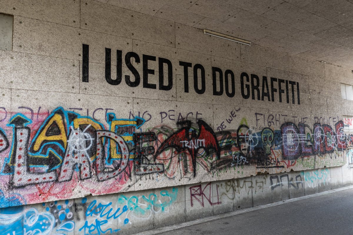 SlavaPtrk's tweet photo. First piece in Switzerland, Burgdorf. Not a NFT, just a classic street art about my past and nowadays #slavaptrk #ptrk #streetart #Switzerland #urbanart #graffiti #burgdorf #russian https://t.co/KSks1vYjG0