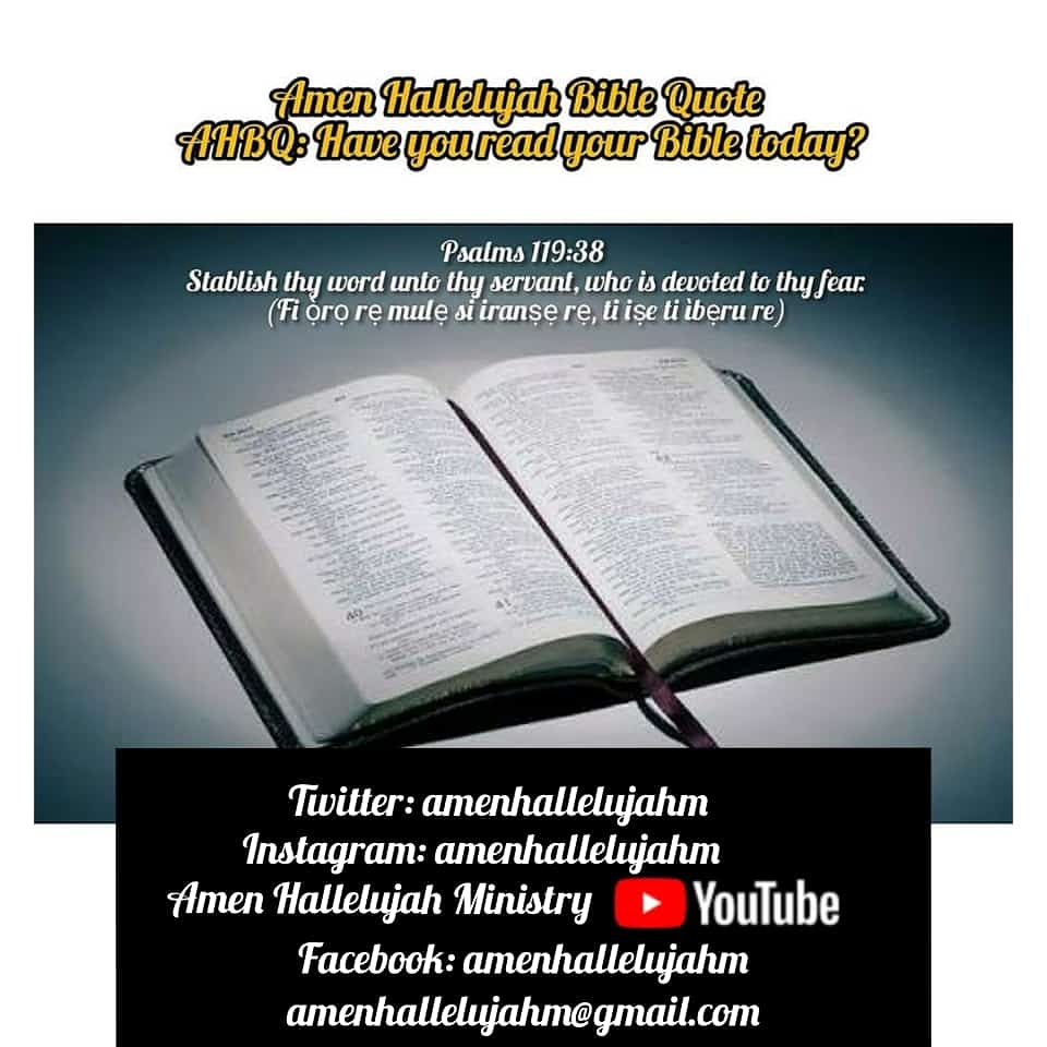 AmenHallelujahM's tweet photo. Psalms 119:1 Blessed are the undefiled in the way, who walk in the law of the Lord .
(IBUKÚN ni fun awọn ẹniti o pé li ọ̀na na, ti nrìn ninu ofin Oluwa.)
#AHBQ #SWOG #SweetWillOfGod #STEPSPROJECT #AHMIN #DWFA #VOTSM https://t.co/mJ2YBbMv4z