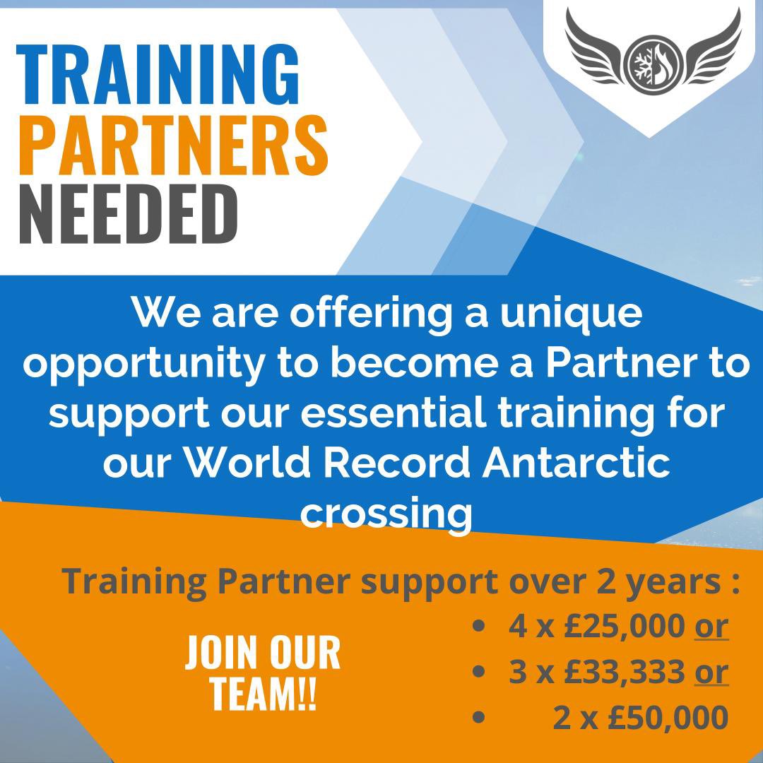 If you didn’t know our World Record attempt crossing of Antarctica in 2023 is very expensive.
We’re in the market for Training Partners to support us through our essential & compulsory training. Be part of something unique and exciting! #sponsorship #corporatesponsor #firefighter