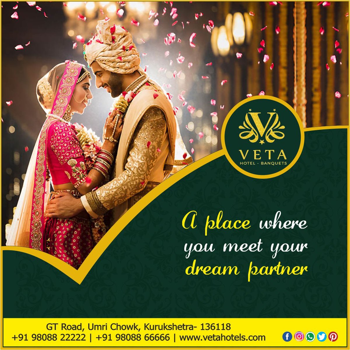 VetaHotel's tweet photo. “We decided to take your story to the next level.”

#DestinationWedding #DreamPartner #WeddingMoments #VETA #Hotel #Banquets #Kurukshetra https://t.co/wwFikeEMSt