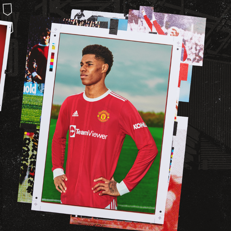 ManUtd's tweet photo. 🔴 𝗣𝗔𝗦𝗧 𝗠𝗘𝗘𝗧𝗦 𝗣𝗥𝗘𝗦𝗘𝗡𝗧 🔴

Our iconic new 2021/22 @adidasfootball home kit, available now.

#MUFC
