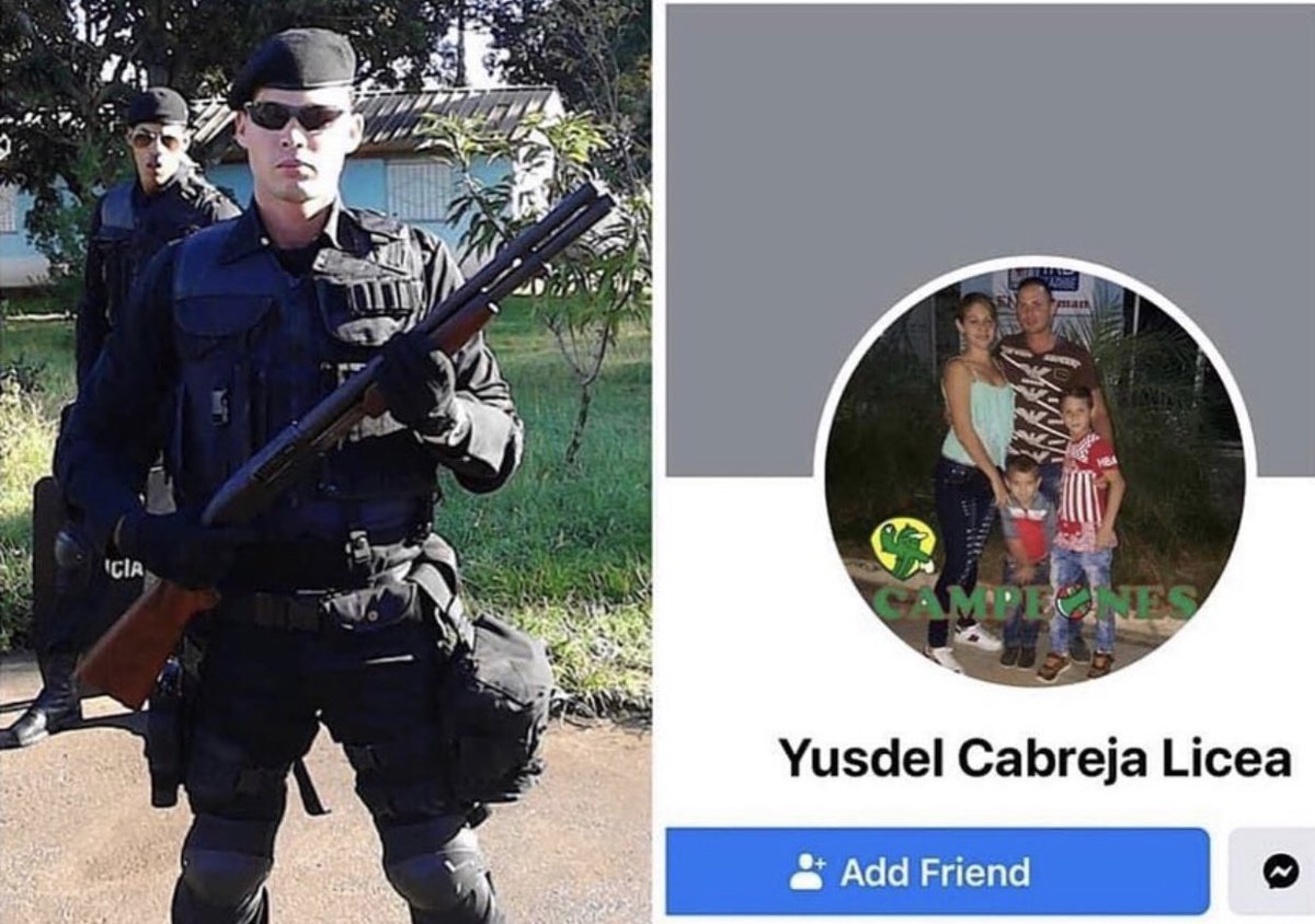 Seulementmoi22's tweet photo. Otros rostros más identificados. Y cómo siempre el último con familiar cercano viviendo fuera de cuba. Trabaja en un Walmart.
Represores!
Asesinos que están amedrentando las calles y asesinandonos 
#SOSCuba #CubaSOS #AbajoLaDictaduraCastrista #abajoelcomunismo #Cuba https://t.co/ibZTtaDGma