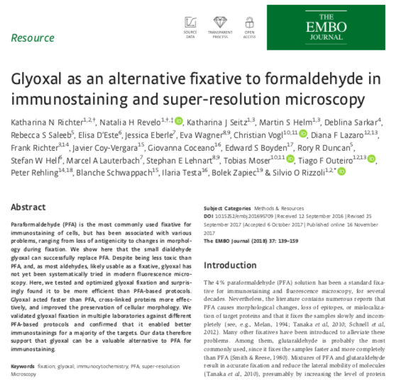 AddaxBio's tweet image. Recently, a group from the university of Georg-August-Universität Göttingen in Germany, demonstrated that #glyoxal can successfully replace formalin, like previously described by our founder prof. Gianni Bussolati in 2017.
