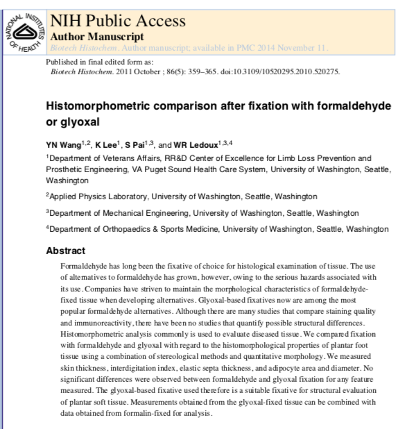 AddaxBio's tweet image. In the present paper, researchers from the University of Washington compared the #morphological properties of biological samples fixed with formalin or with #glyoxal. They conclude that glyoxal #fixatives are suitable substitutes for structural and morphological evaluations.