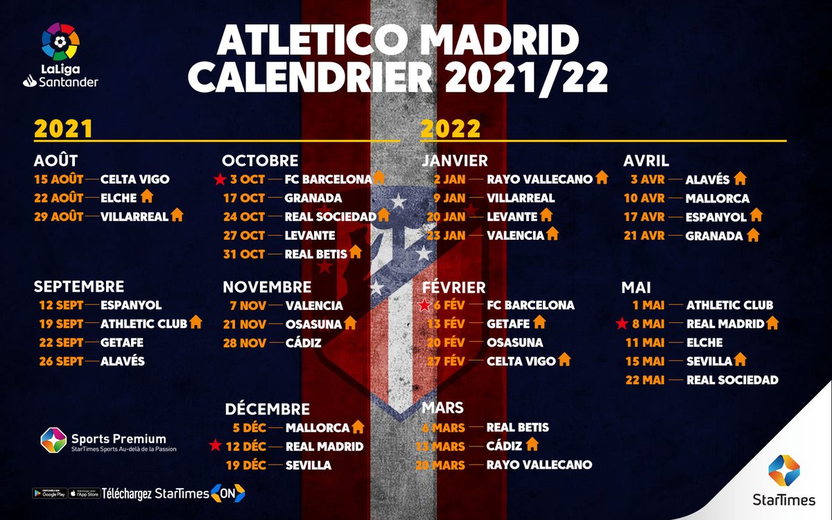 Startimesclub Startimesclub Twitter Calendrier Match Madrid 2022