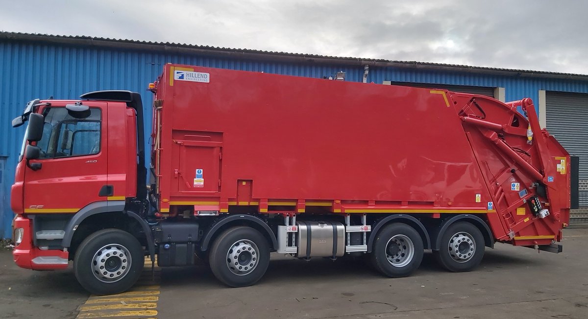 FHE BigBite REL with 5 tonne rated FHE Skip Lift to lift &amp; empty REL skips, mounted to 32t GVW DAF 8x2 rear steer chassis. 

#FaridHillendEngineering #FHE #BigBite #Recycling <a href="/DAFTrucksUK/">DAF Trucks UK 🇬🇧</a>
