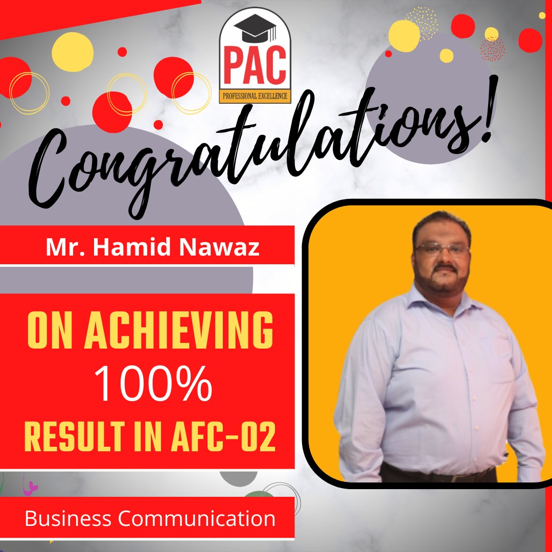 PACIslamabad's tweet photo. Congratulations to Mr. Hamid Nawaz for achieving 100% Result in Business Communication.
An exceptional performance indeed
#PAC #PACIslamabad #LanguageOfSuccess #BusinessCommunication #SirHamidNawaz #AFC2 #Education #Results #BestResults #ICAP #ICAPResults #JuneAttempt2021 https://t.co/DSjaX9TvCi