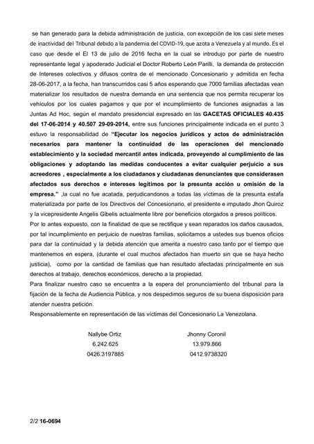 afectadosclv's tweet photo. Solicitud de fijacion de fecha de audiencia publica @afectadosclv @TSJ_Venezuela @PresidencialVen @NicolasMaduro @MaikelMorenoVEN @AsambleaVE
#LuisParra #PedroCarreño #MaikelMoreno #politicainterior #MarcosLabrador #Ultimahora #Tendencias  #Noticias #retardoprocesal
#Venezuela https://t.co/mBpqjImGSb