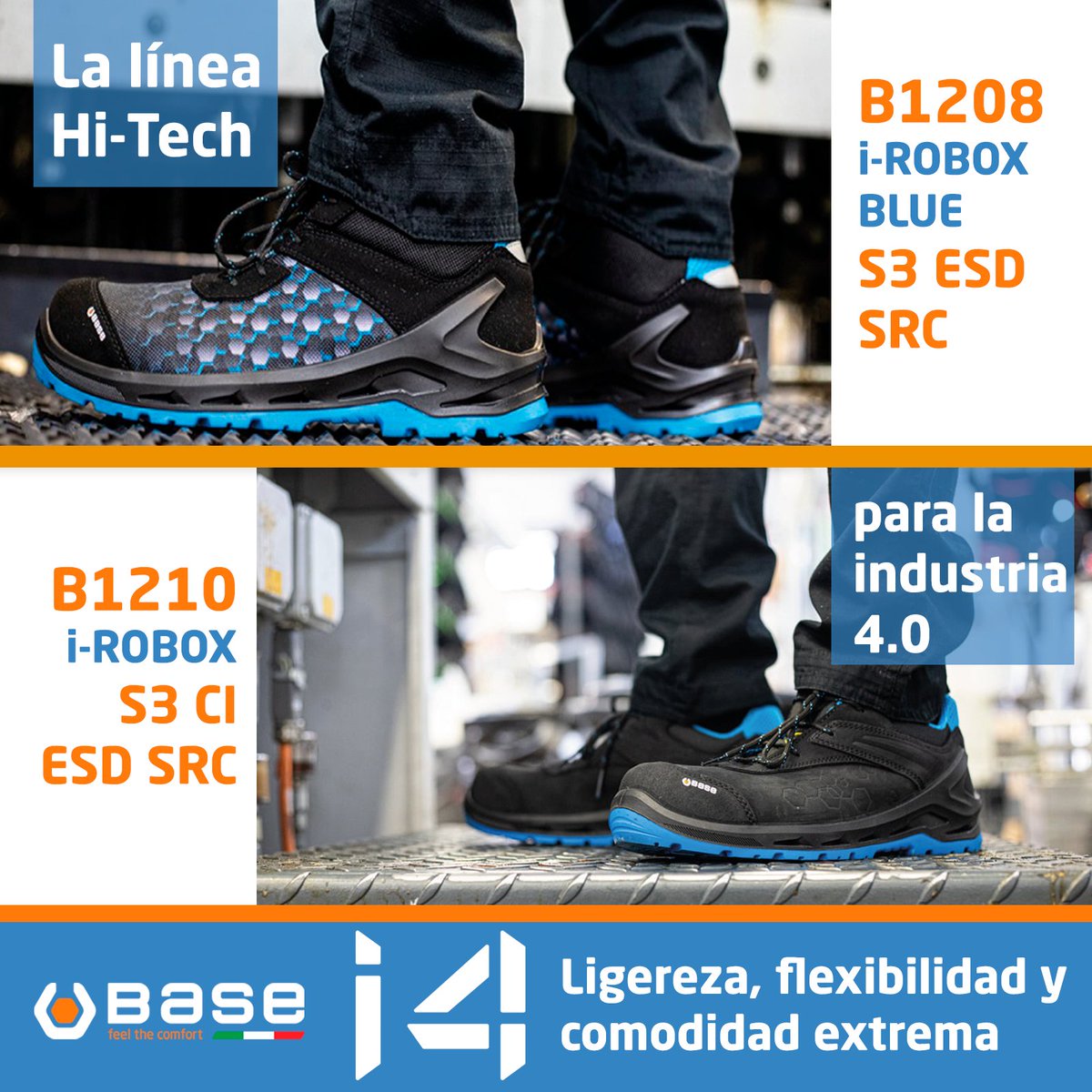 🌟La #i4 es LA LÍNEA HI-TECH PARA LA INDUSTRIA 4.0🥼

👩‍🔬La innovación al servicio de la comodidad en toda la gama de calzados #i4 con la tecnología #slimcap o #airtech + #tpu #skin entre muchas otras. 

✅Los zapatos son metal free, anti-estáticos #ESD y con puntera no metálica.