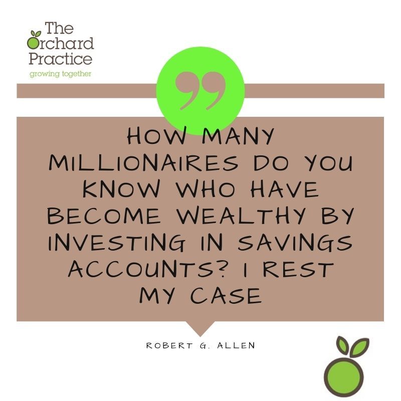 Joshua Gerstler (@joshgerstler) on Twitter photo “How many millionaires do you know who have become wealthy by investing in savings accounts? I rest my case.” - <a href="/BestSellerBob/">Robert G. Allen</a>
Don't play it safe; play it sensibly
#GrowingTogether #FinancialPlanner #FinancialAdvice #MortgageAdviser #PersonalFinance #Money #Wealth #Growth “How many millionaires do you know who have become wealthy by investing in savings accounts? I rest my case.” - <a href="/BestSellerBob/">Robert G. Allen</a>
Don't play it safe; play it sensibly
#GrowingTogether #FinancialPlanner #FinancialAdvice #MortgageAdviser #PersonalFinance #Money #Wealth #Growth