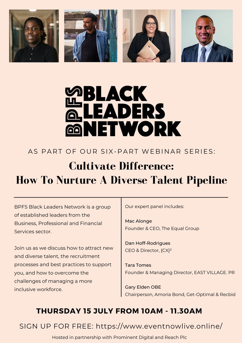 BlackBPFS's tweet photo. 🚨 LAST CHANCE TO JOIN 🚨

Sign up to our webinar, which starts at 10am, as @macalonge @taratomes @dan_techrecruit and Gary Elden OBE explore how to nurture a diverse talent pipeline. 

➡️ SIGN UP NOW: https://t.co/RMtPIK15wf

#BlackBPFS https://t.co/W1biYt30UK