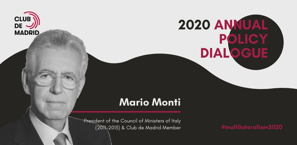 ClubdeMadrid's tweet photo. "We need to fight climate change; and to shift from maximizing happiness in the short term to what humankind needs to survive." โ @SenatoreMonti , former President of the Council of Ministers of #Italy ๐ฎ๐น. #multilateralism2020
๐ฃ Check our PD outcomes: https://t.co/JRPMhXpRAW https://t.co/f9iQ2m4eSZ