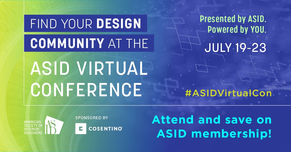 ASID's tweet photo. The ASID 2021 Virtual Conference starts MONDAY! Not an ASID member yet? No problem! Sign up for the #ASIDVirtualCon for FREE today to expand your design knowledge and leap ahead of the competition. https://t.co/dtTlntInf4
Learn more about #ASID: https://t.co/QtHiISdOTr https://t.co/yvPghsYK1o